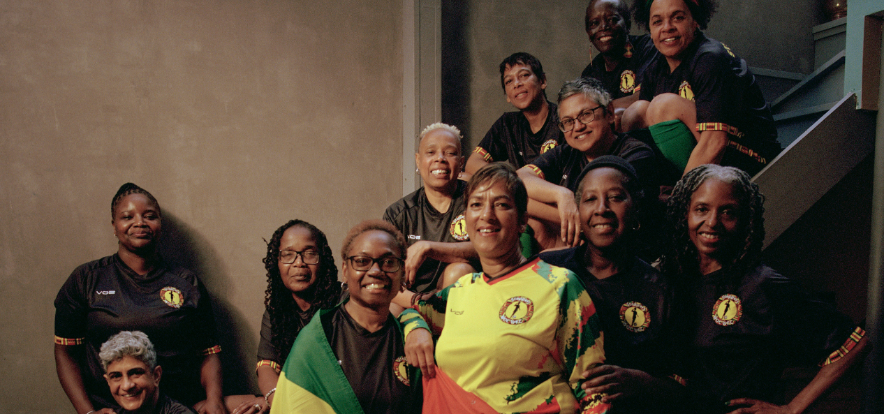 Steppers Women Of Colour Walking Football Club take group picture