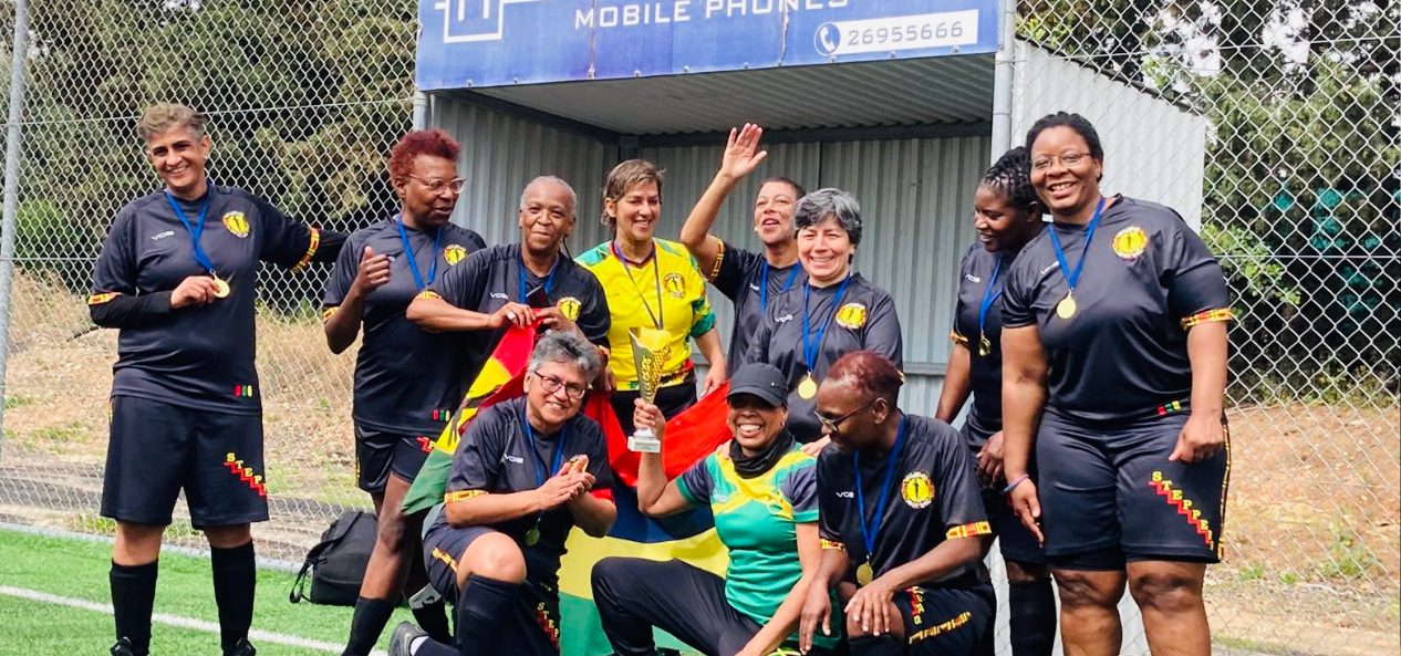 Steppers Women Of Colour Walking Football Club take group picture