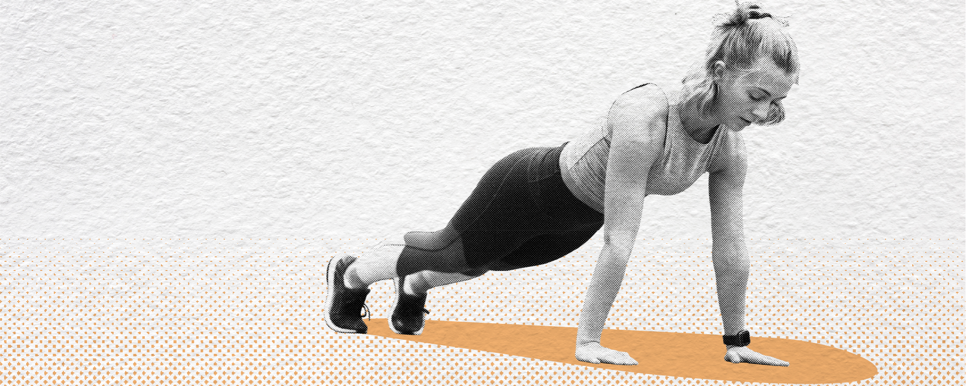 Stylised image of a woman in the plank position.