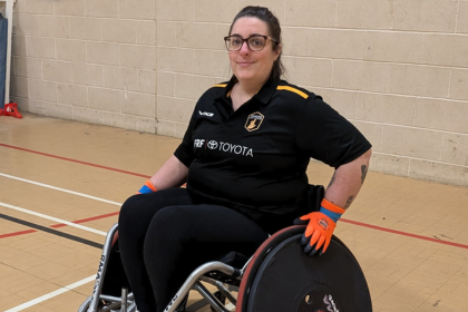 Woman in wheelchair
