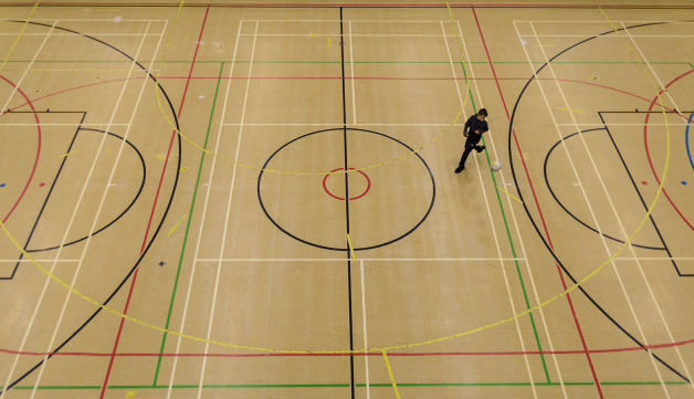 Birds eye view of sports hall