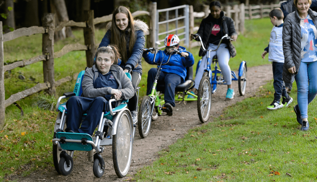 Disabled children being active outdoors