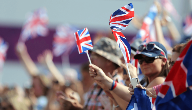 Major events crowd waving flags