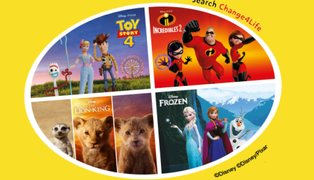disney characters on a change 4 life poster