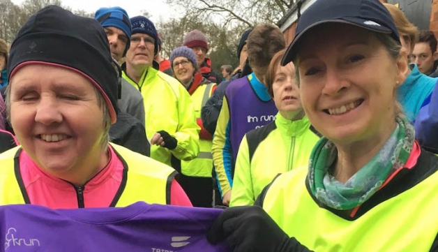 visually impaired runners at end of race
