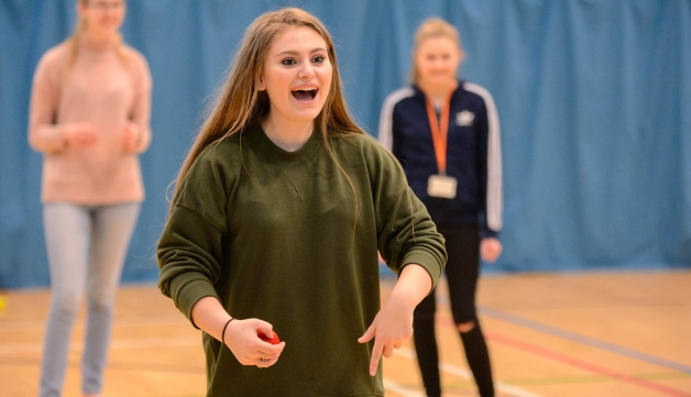 girls in a sports hall