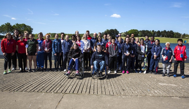 group young people with sports gear and kit