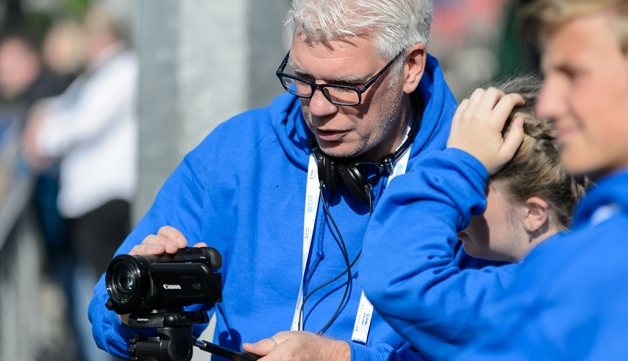 School Games organisers film a hockey match at the 2017 School Games in Loughborough