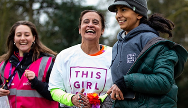 Konnie Huq and volunteers at the This Girl Can parkrun 