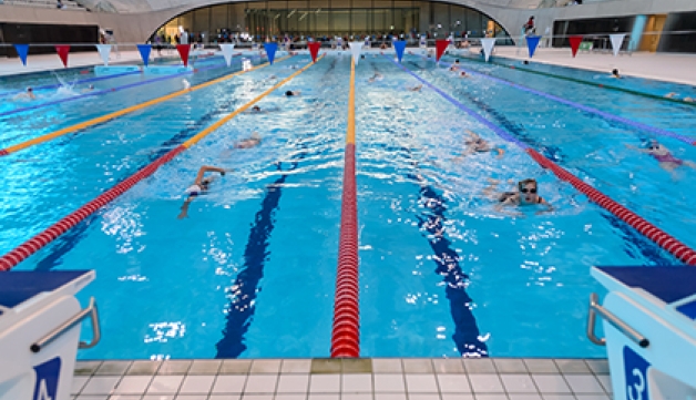 Lane swimming at a public indoor swimming pool - the London Aquatics Centre