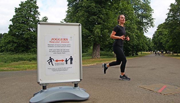 A woman jogging in the park