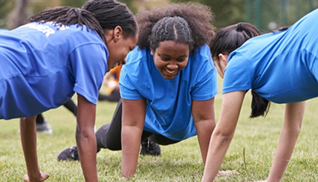 Three children enjoy being active
