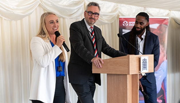 Jodie Cunningham, Tim Hollingsworth and Born Barikor at a Sport England Parliamentary Reception