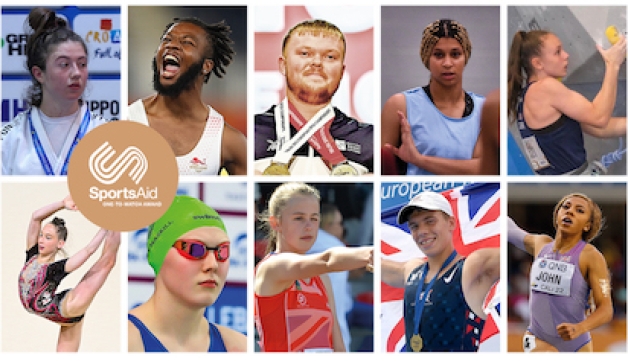 A collage of the ten SportsAid One-to-Watch award nominees for 2022