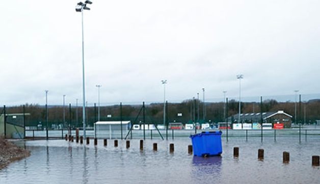 A sports centre that has been hit by flooding
