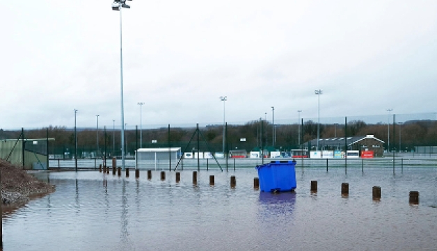 Flooded sports area