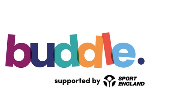 Buddle logo on a white background, with 'supported by Sport England' underneath
