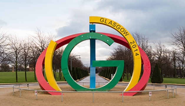 A statue of the Glasgow 2014 Commonwealth Games logo