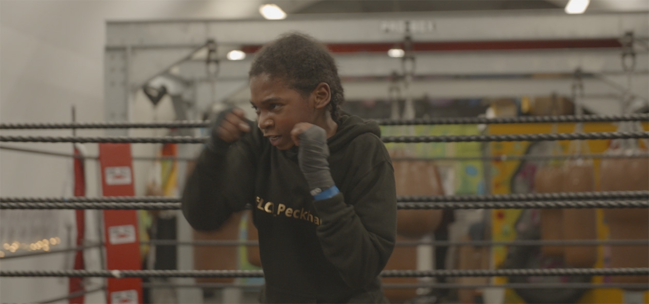 A boxer goes through a drill