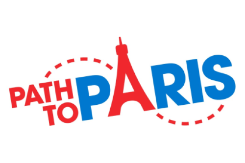 Path to Paris logo, featuring the Eiffel Tower in place of the 'A' in 'Paris'