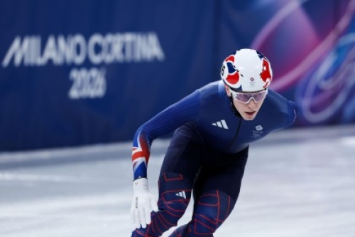 Team GB speed skater Niall Treacy competes at the Milano-Cortina 2026 Winter Olympic Games.