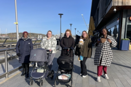 BumpClub Walks group of women walking with their babies