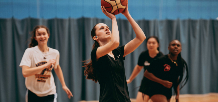 Girls playing basketball