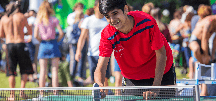 Boy playing tabel tennis